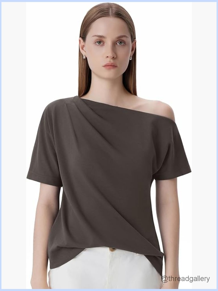 Off Shoulder Top Short Sleeve Asymmetrical Going Out T-Shirt